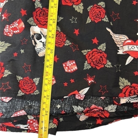 EUC Torrid Retro Chic Love Dice Roses Blk Skull Pin Up Circle Skirt Dress 12 - Picture 15 of 15